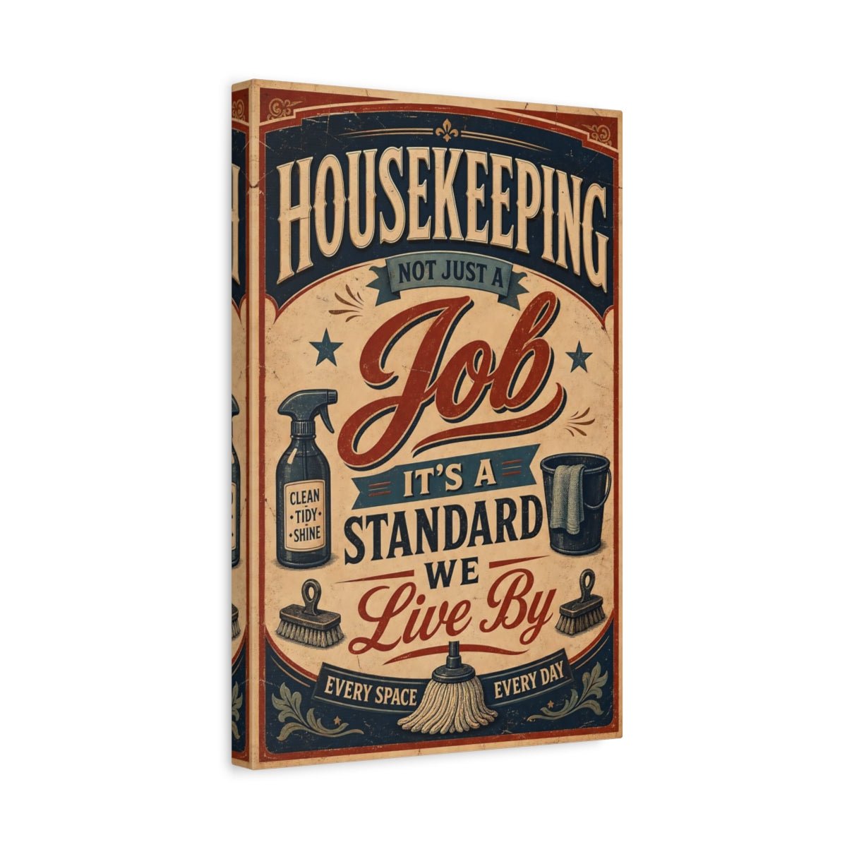 Vintage Housekeeping Canvas Print – Laundry Room, Statement Wall, Blue - YesArtYes