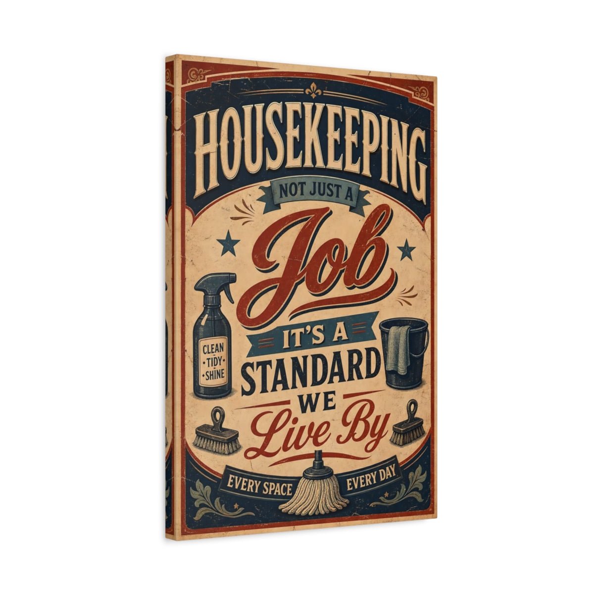 Vintage Housekeeping Canvas Print – Laundry Room, Statement Wall, Blue - YesArtYes
