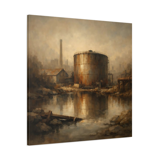 Main Mockup. Vintage Industrial Site Industrial Decay shown as stretched canvas wall art