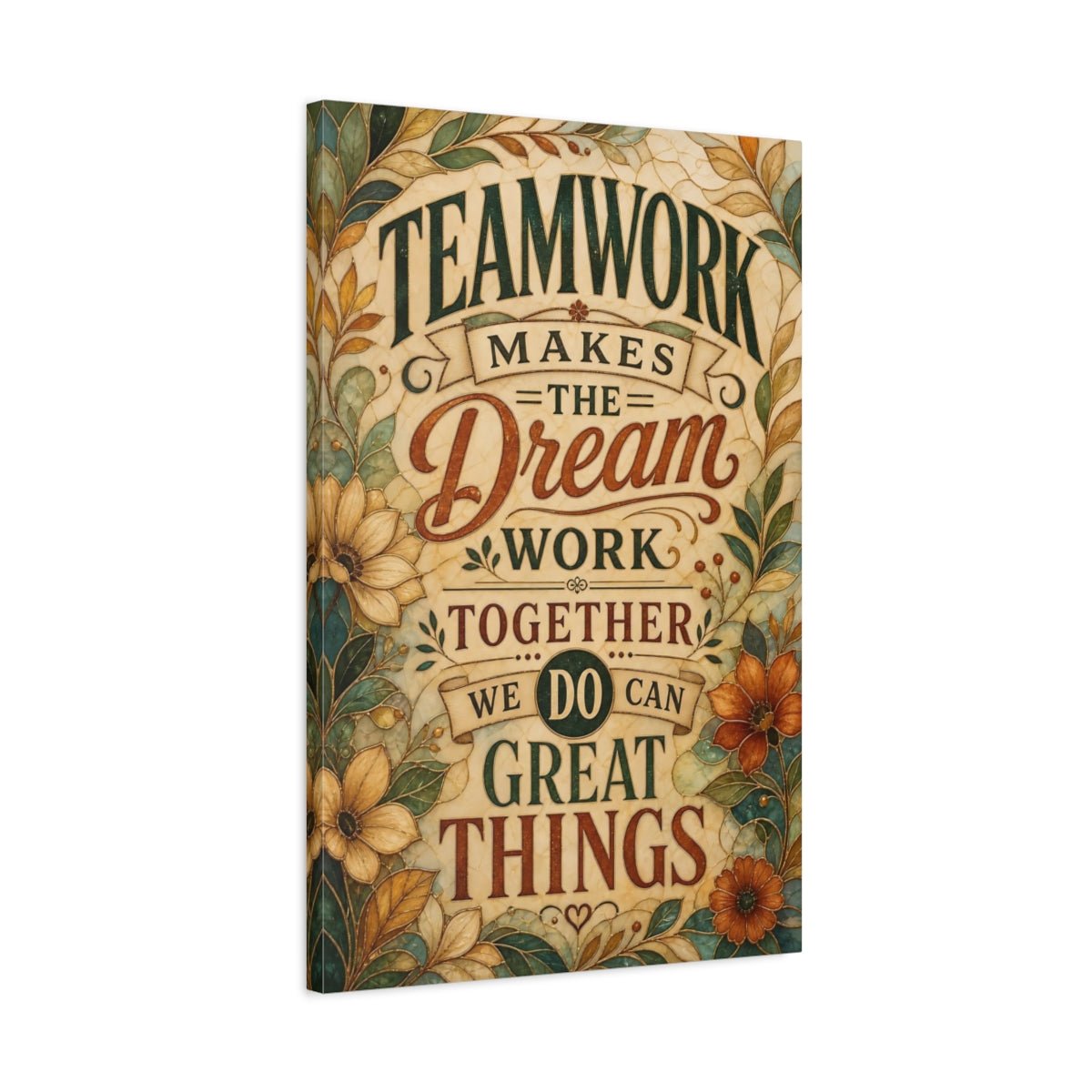 Vintage Inspirational Quote Teamwork Canvas Print – Office, Above Desk - YesArtYes
