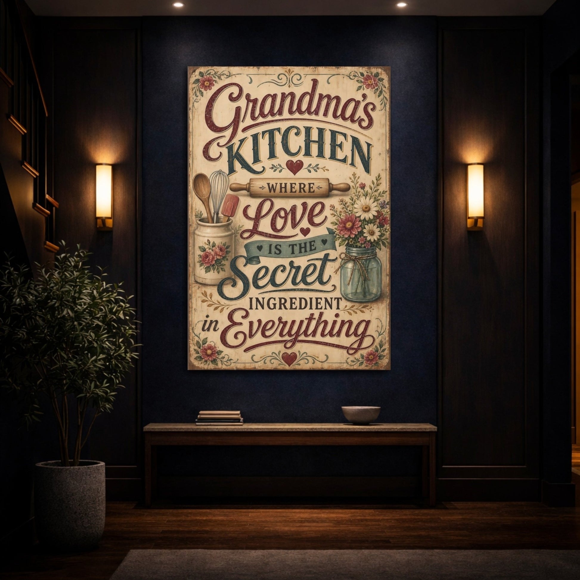 Vintage Kitchen Sign Quote Canvas Print – Feature Wall - YesArtYes