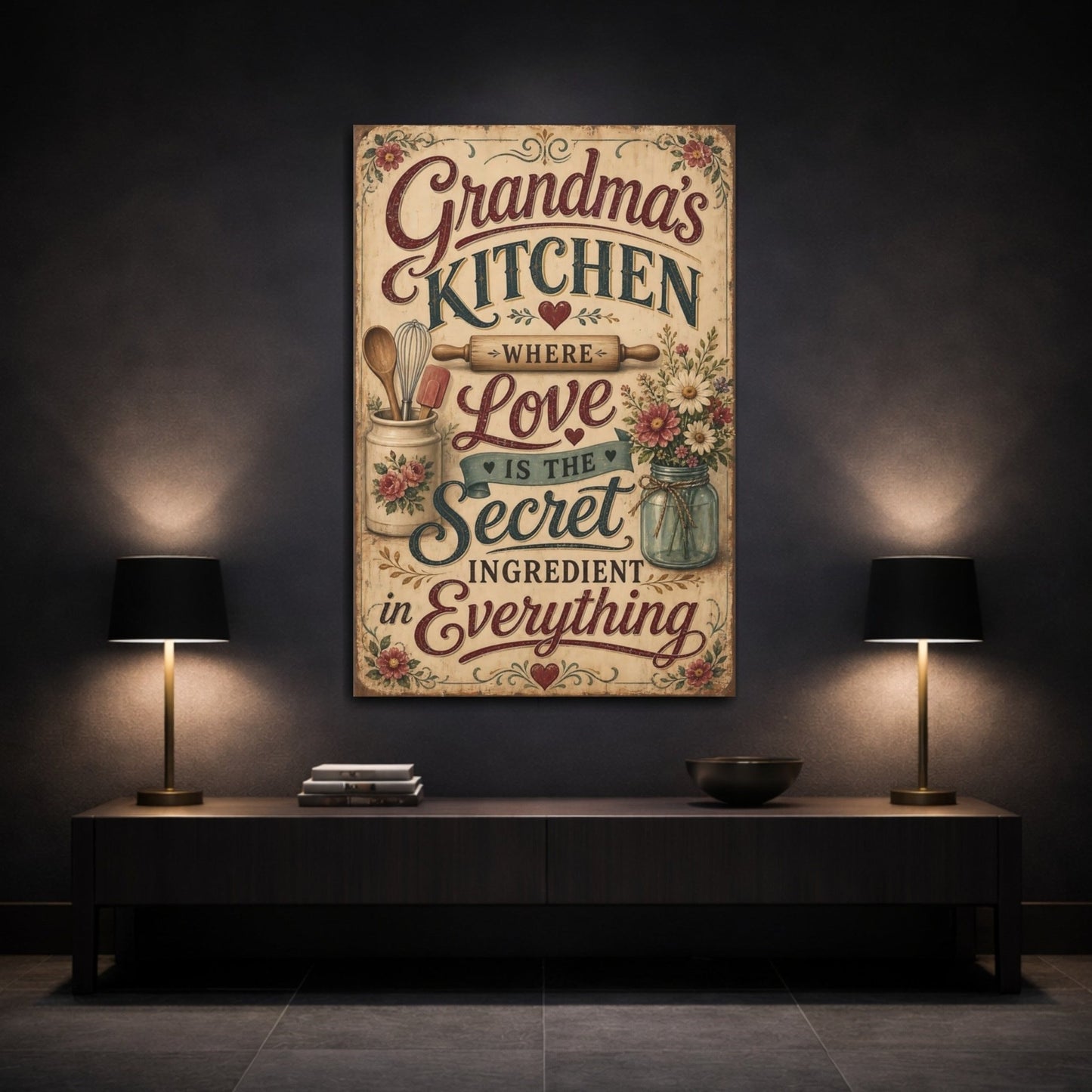 Vintage Kitchen Sign Quote Canvas Print – Feature Wall - YesArtYes