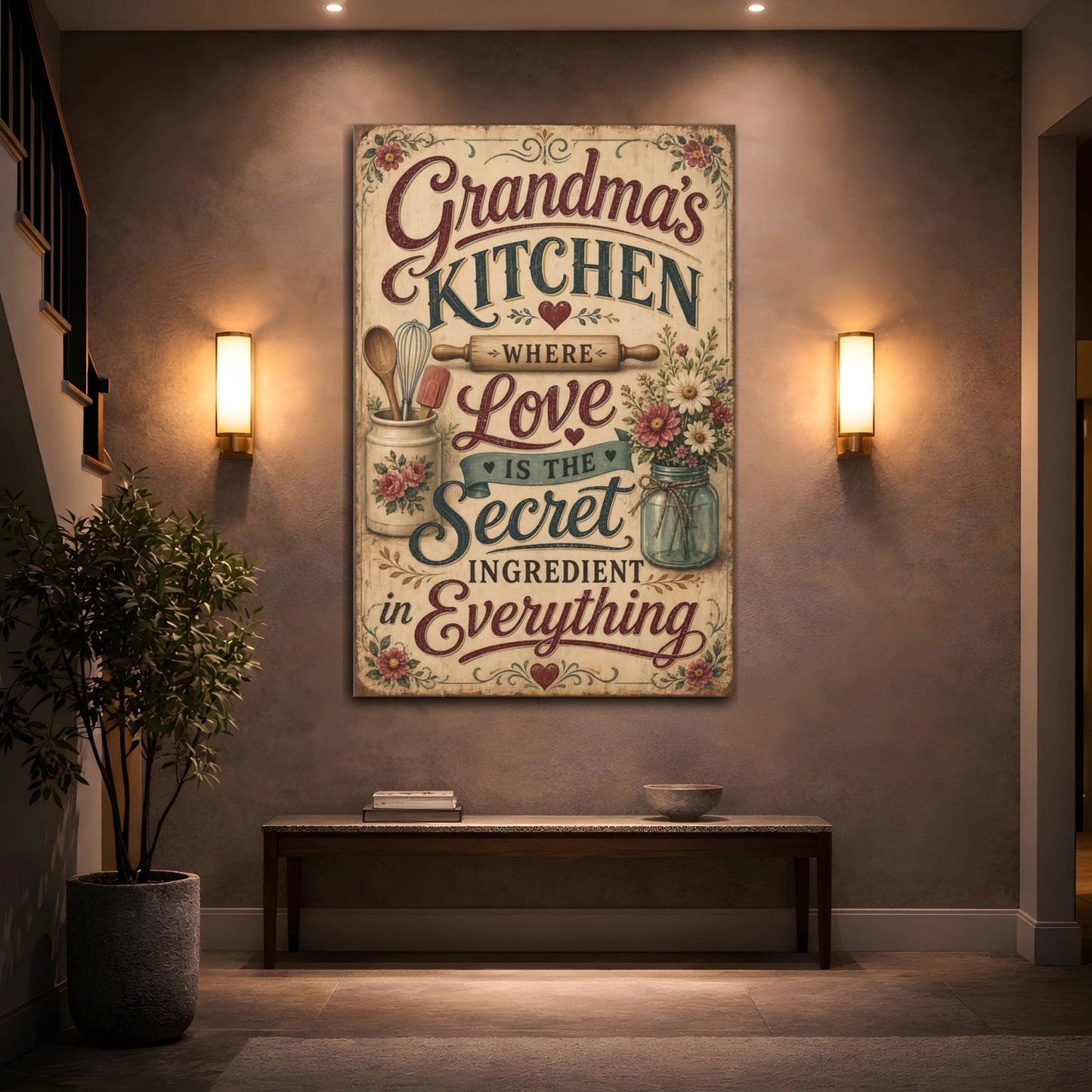 Vintage Kitchen Sign Quote Canvas Print – Feature Wall - YesArtYes