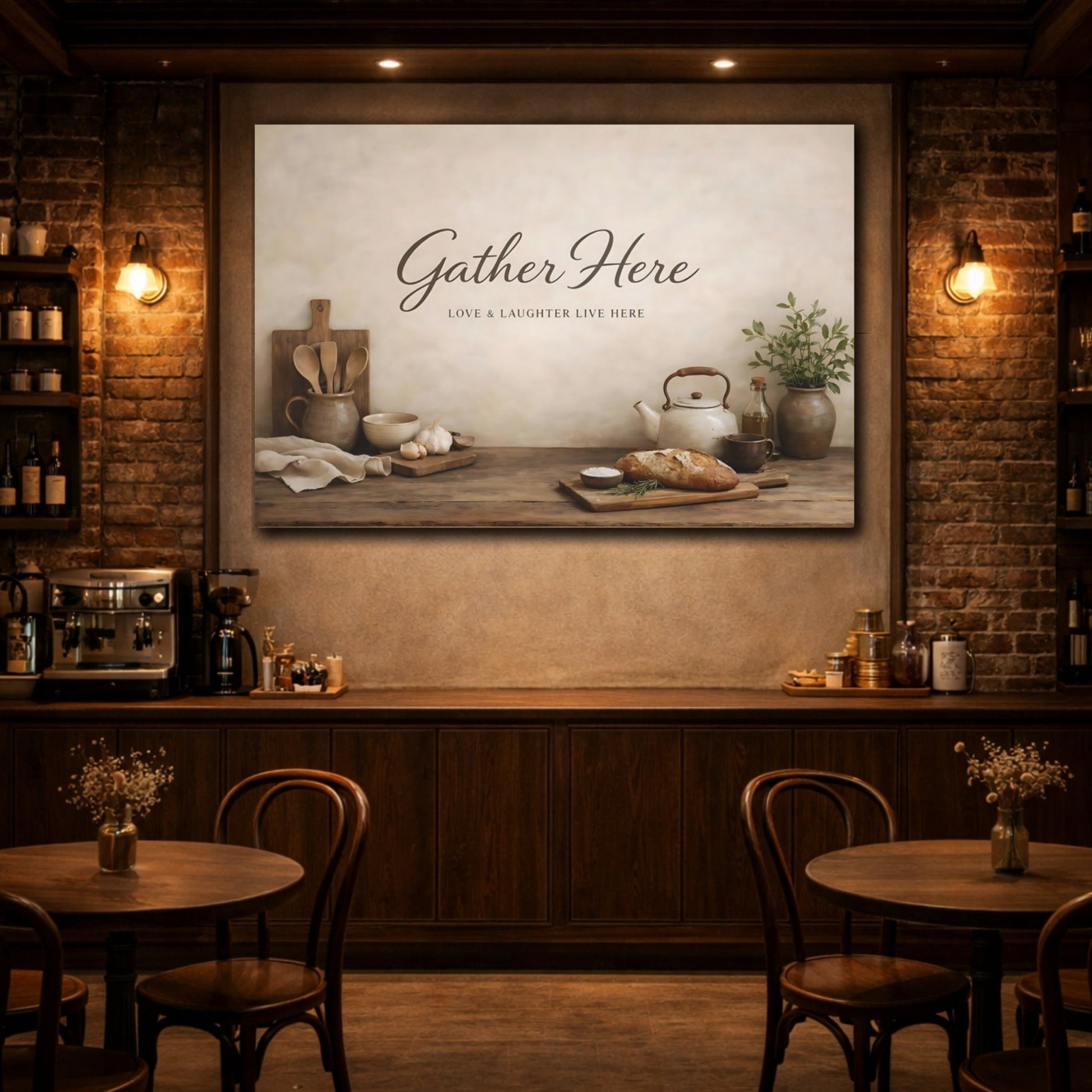 Vintage Kitchen Still - Life Gathering Art - Canvas Wall Art Print - YesArtYes