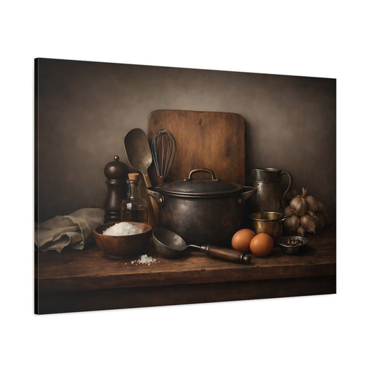 Vintage Kitchen Still Life Rustic - Canvas Wall Art Print - YesArtYes