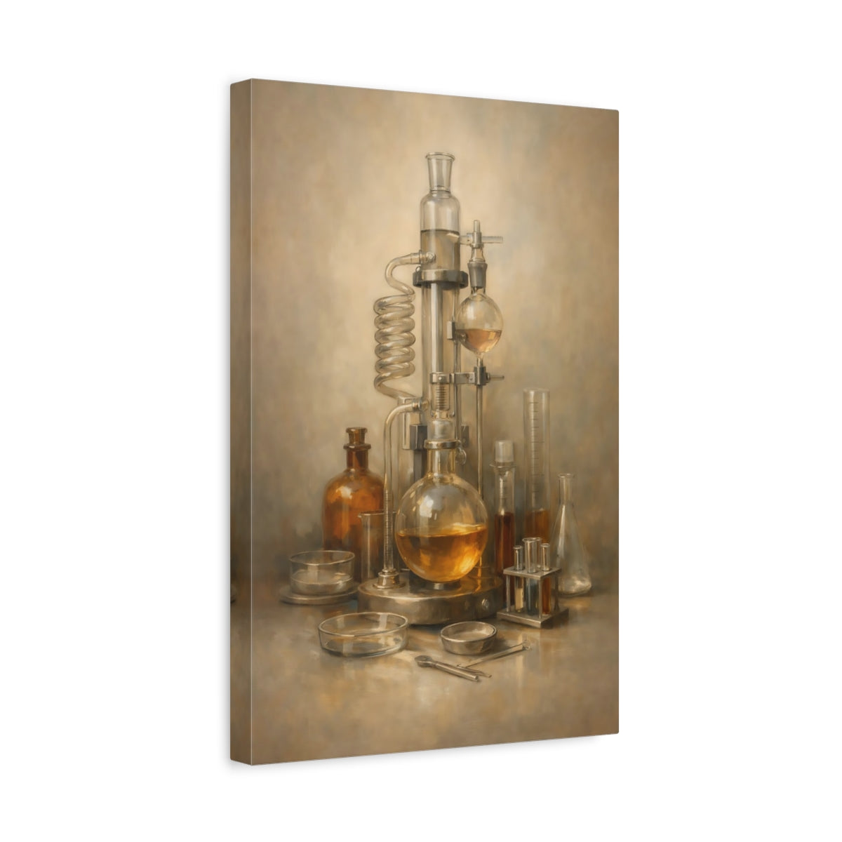 Side Mockup 4. Vintage Laboratory Equipment Vintage Laboratory shown as stretched canvas wall art