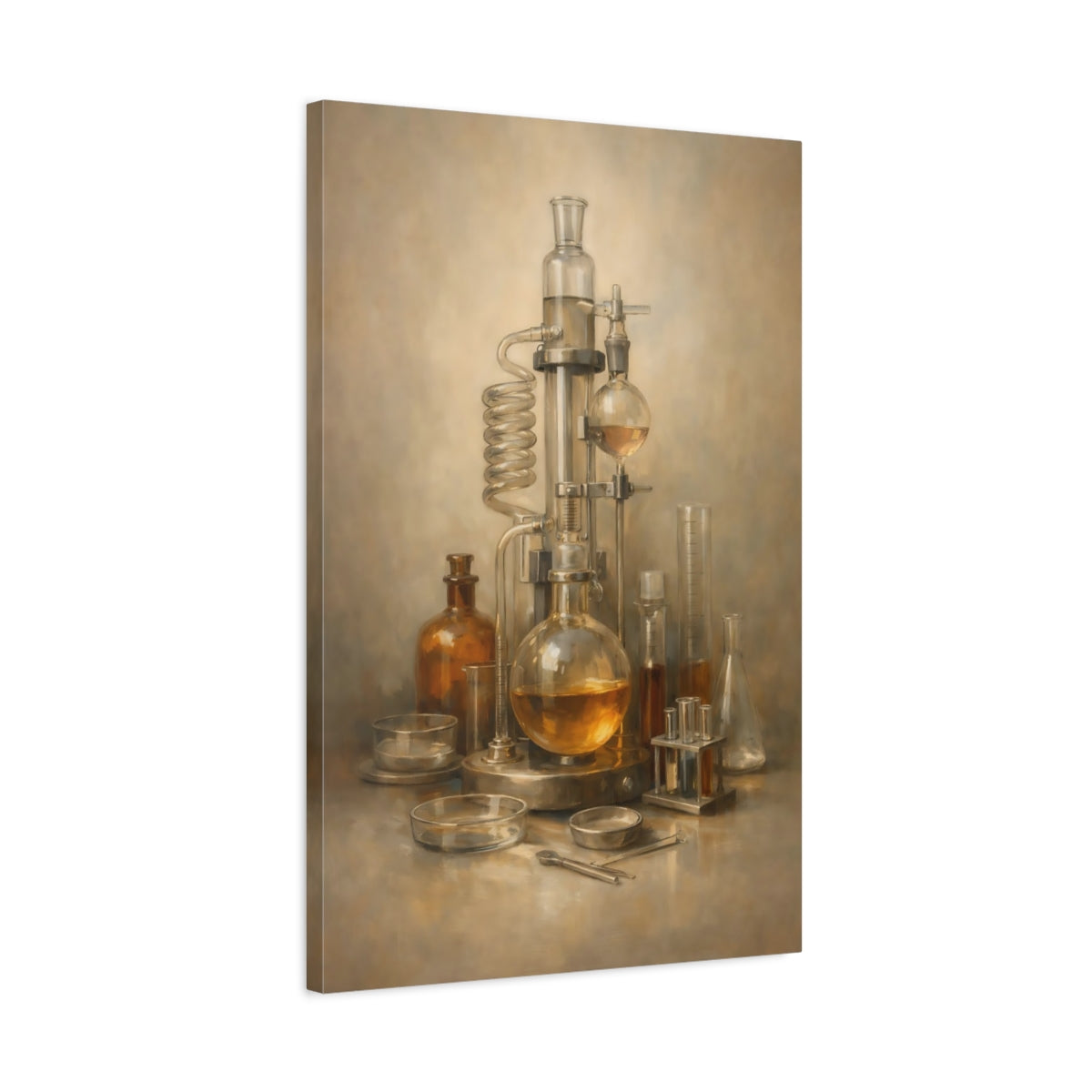 Side Mockup 2. Vintage Laboratory Equipment Vintage Laboratory shown as stretched canvas wall art