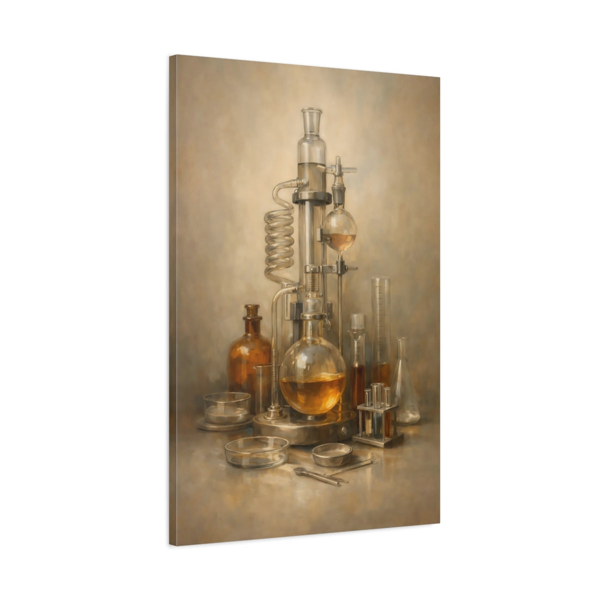 Side Mockup 1. Vintage Laboratory Equipment Vintage Laboratory shown as stretched canvas wall art
