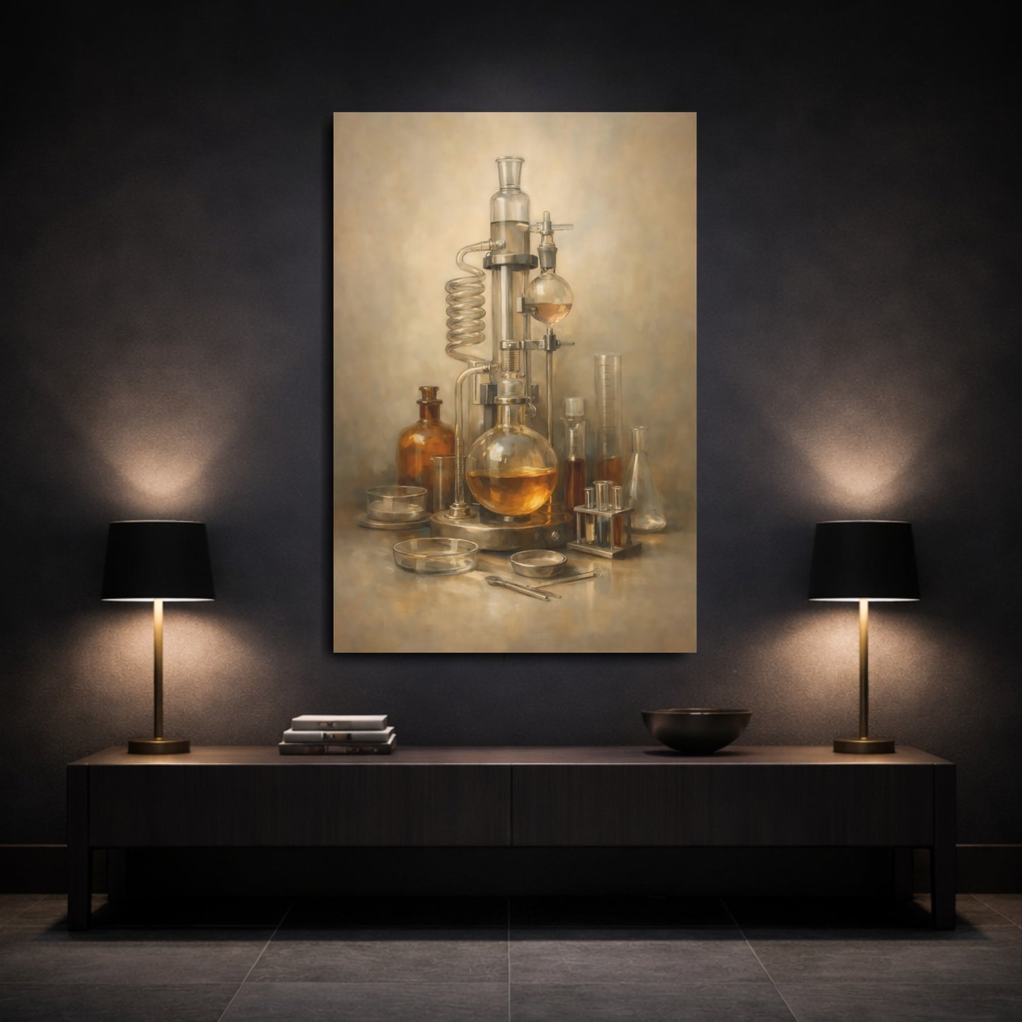 Mockup 2. Vintage Laboratory Equipment Vintage Laboratory shown as stretched canvas wall art