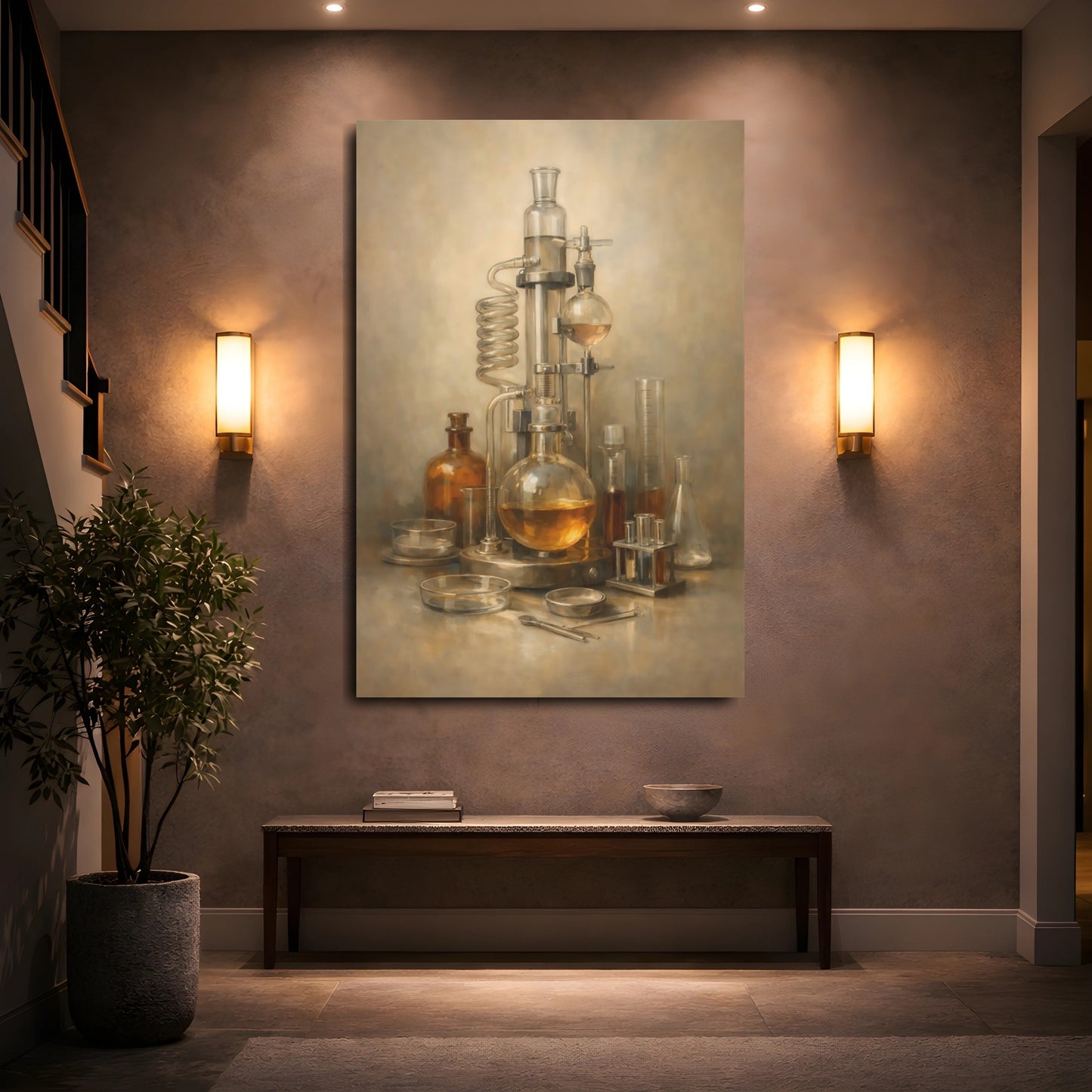 Mockup 4. Vintage Laboratory Equipment Vintage Laboratory shown as stretched canvas wall art