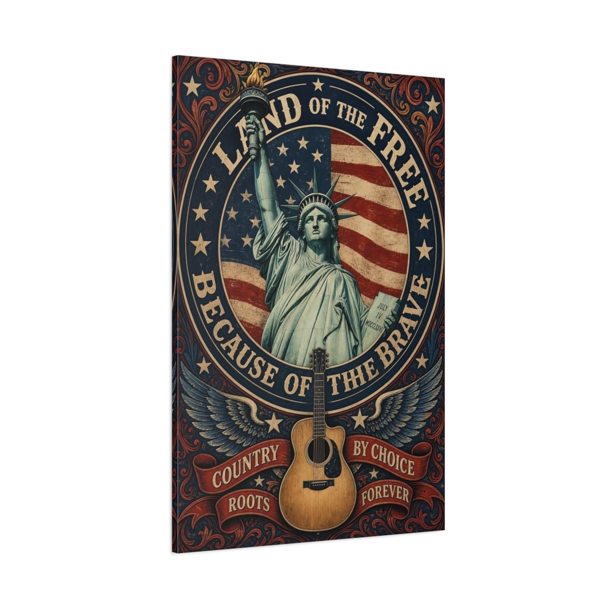 Vintage Lady Liberty Americana Canvas Print – Living Room, Above Couch - YesArtYes
