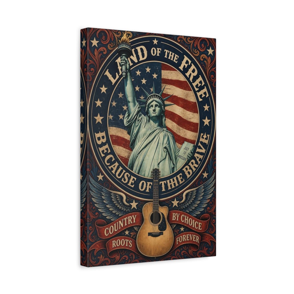 Vintage Lady Liberty Americana Canvas Print – Living Room, Above Couch - YesArtYes