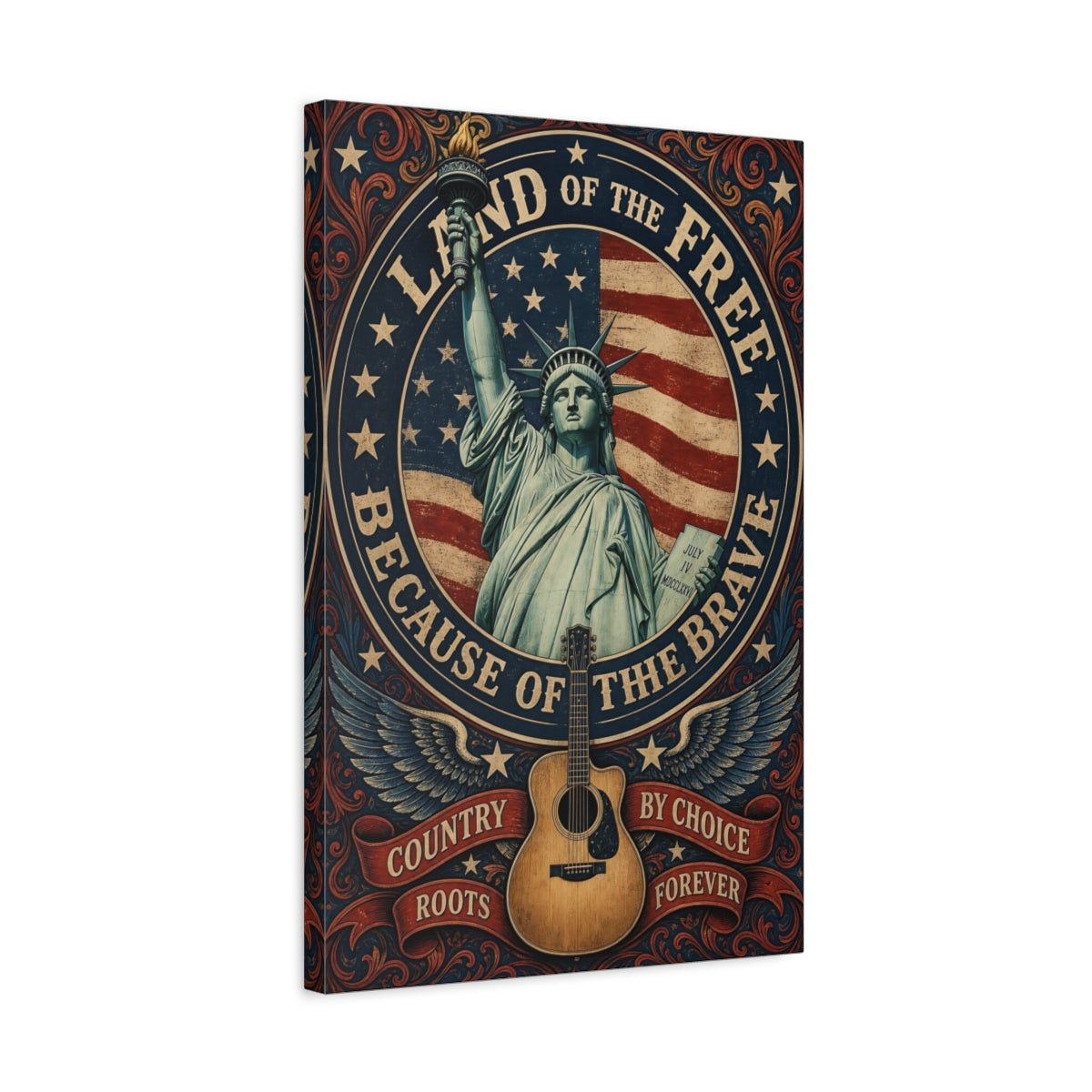 Vintage Lady Liberty Americana Canvas Print – Living Room, Above Couch - YesArtYes