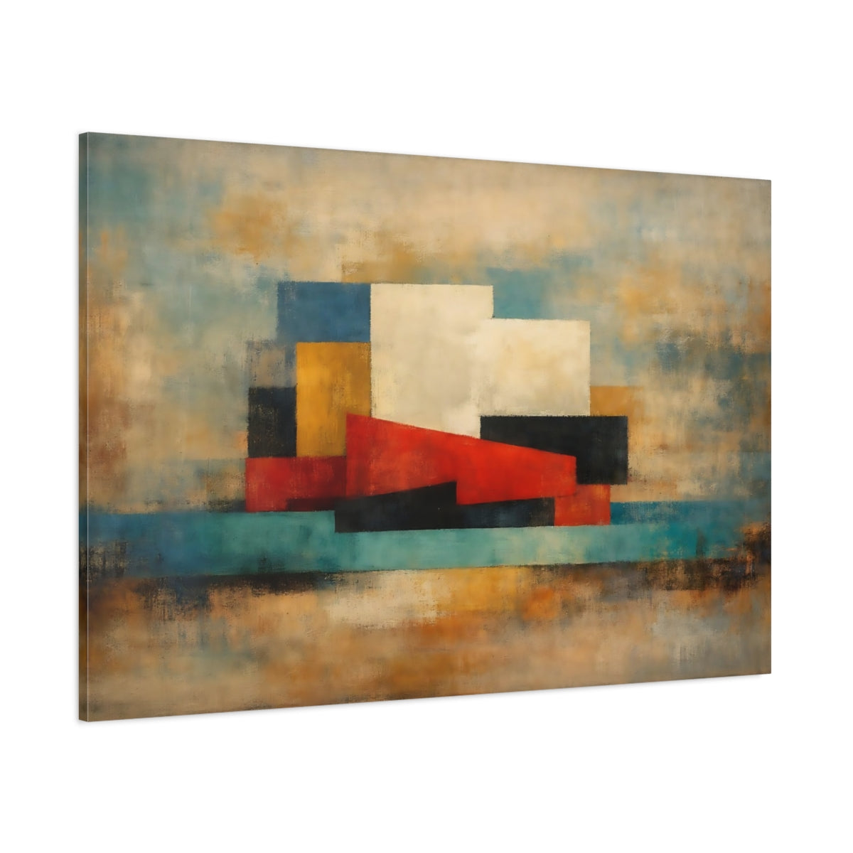 Vintage Layered Abstract shown as stretched canvas wall art