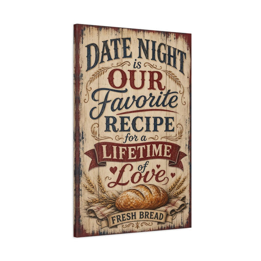 Vintage Love Quote Red Blue Cream Canvas Print – Kitchen, Above Counter, Multicolor - YesArtYes
