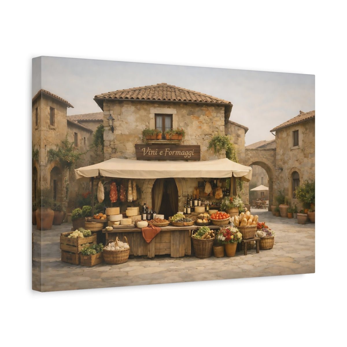 Vintage Market Stall Tuscan - Canvas Wall Art Print - YesArtYes