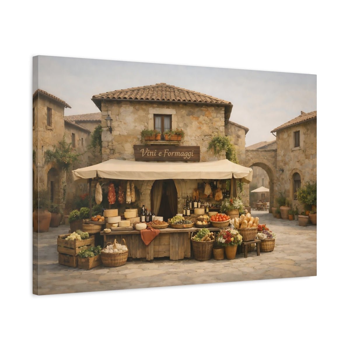 Vintage Market Stall Tuscan - Canvas Wall Art Print - YesArtYes