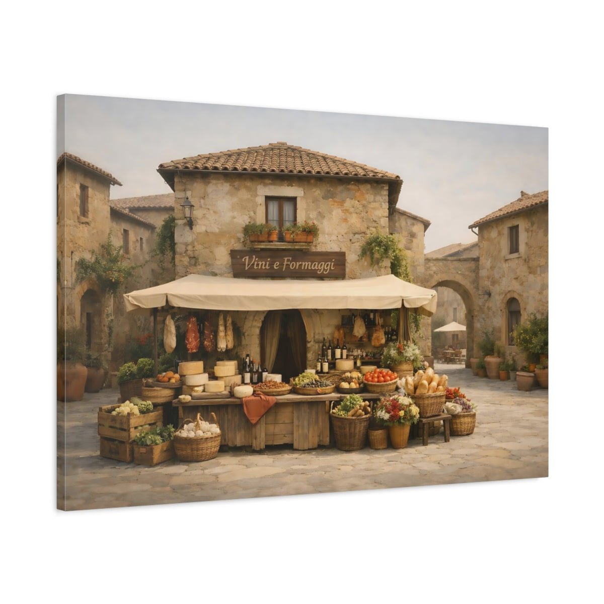 Vintage Market Stall Tuscan - Canvas Wall Art Print - YesArtYes