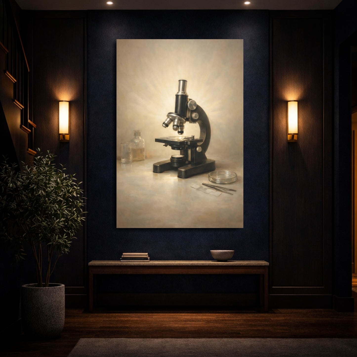 Mockup 3. Vintage Microscope Vintage Microscope shown as stretched canvas wall art