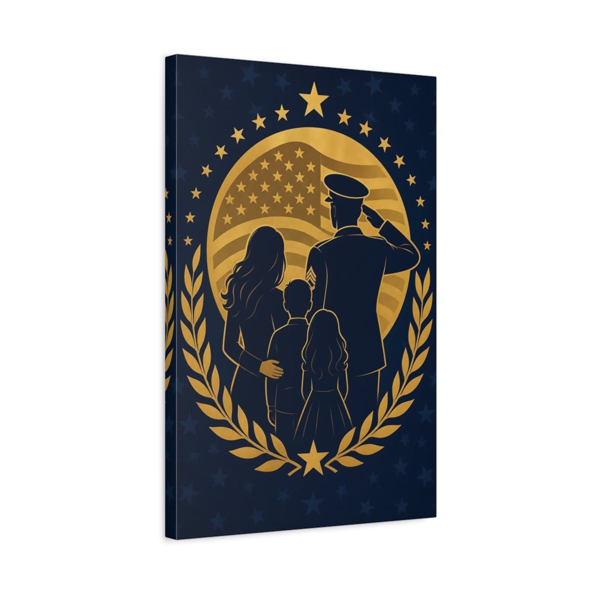 Vintage Military Family Blue And Gold Canvas Print – Graphic Living Room, Above Fireplace - YesArtYes