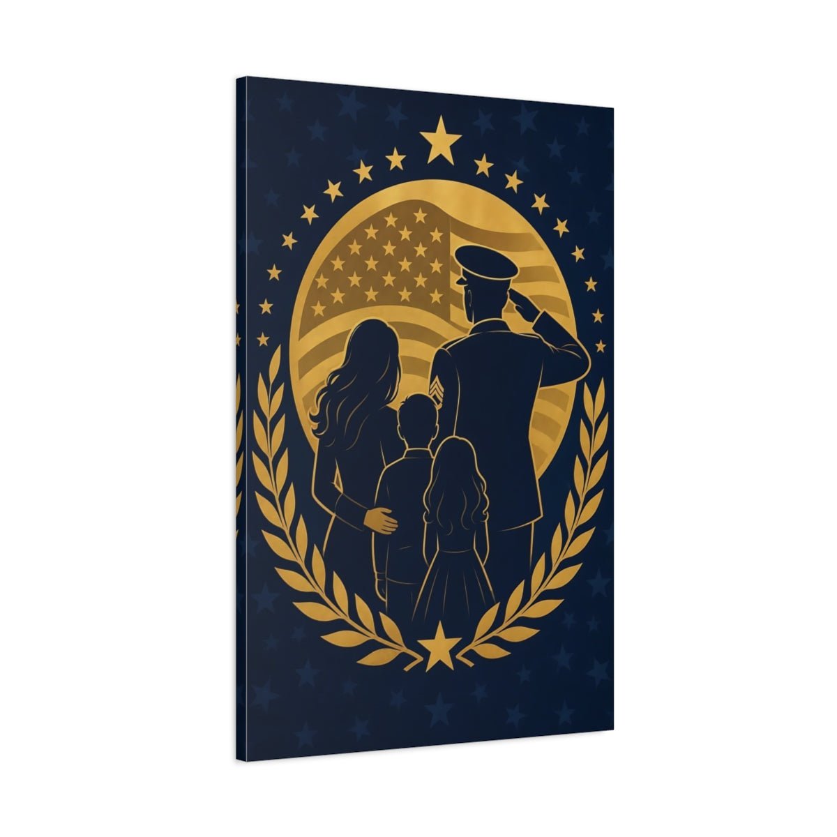 Vintage Military Family Blue And Gold Canvas Print – Graphic Living Room, Above Fireplace - YesArtYes