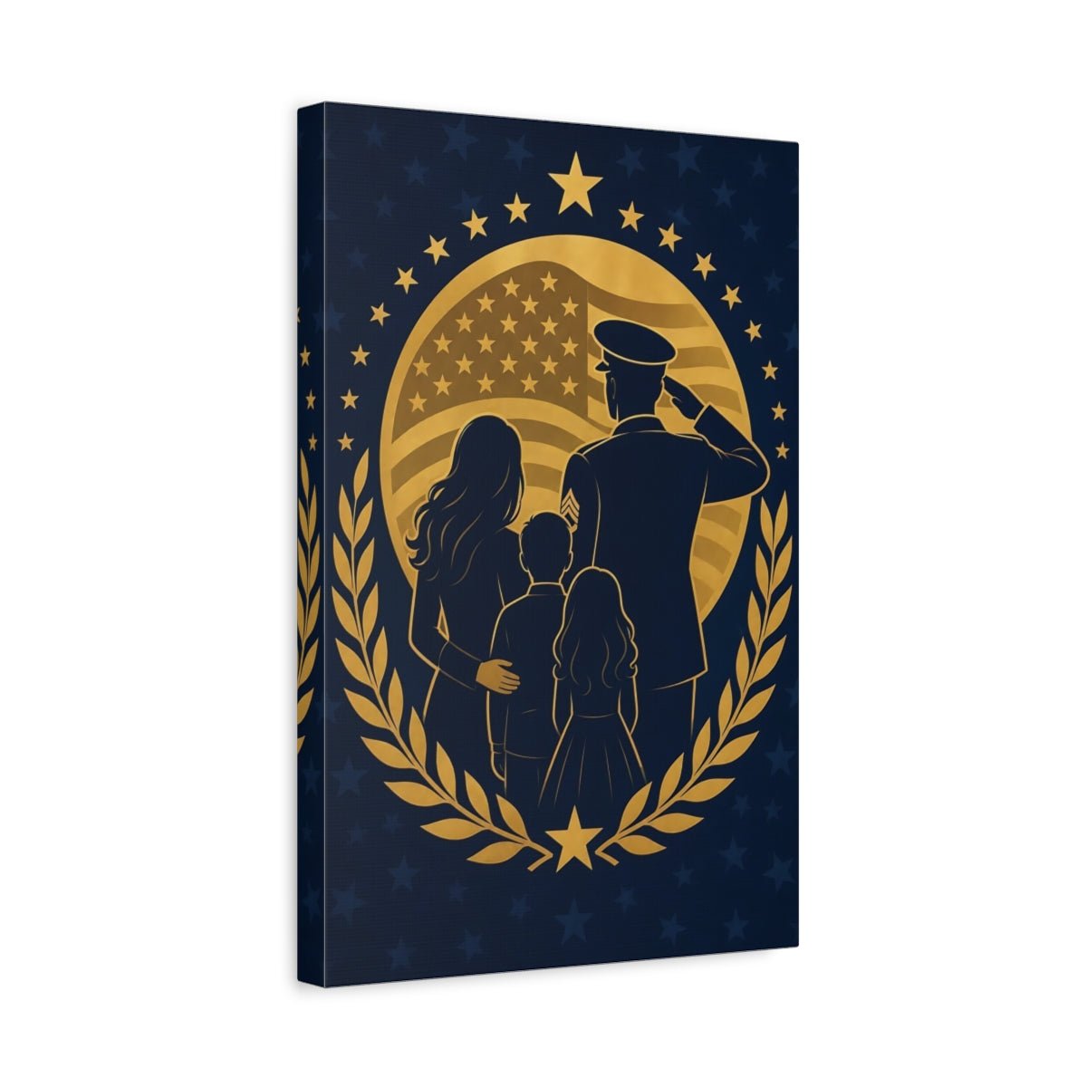 Vintage Military Family Blue And Gold Canvas Print – Graphic Living Room, Above Fireplace - YesArtYes