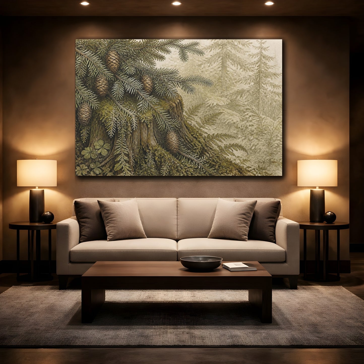 Mockup 2. Vintage Mossy Stump shown as canvas print
