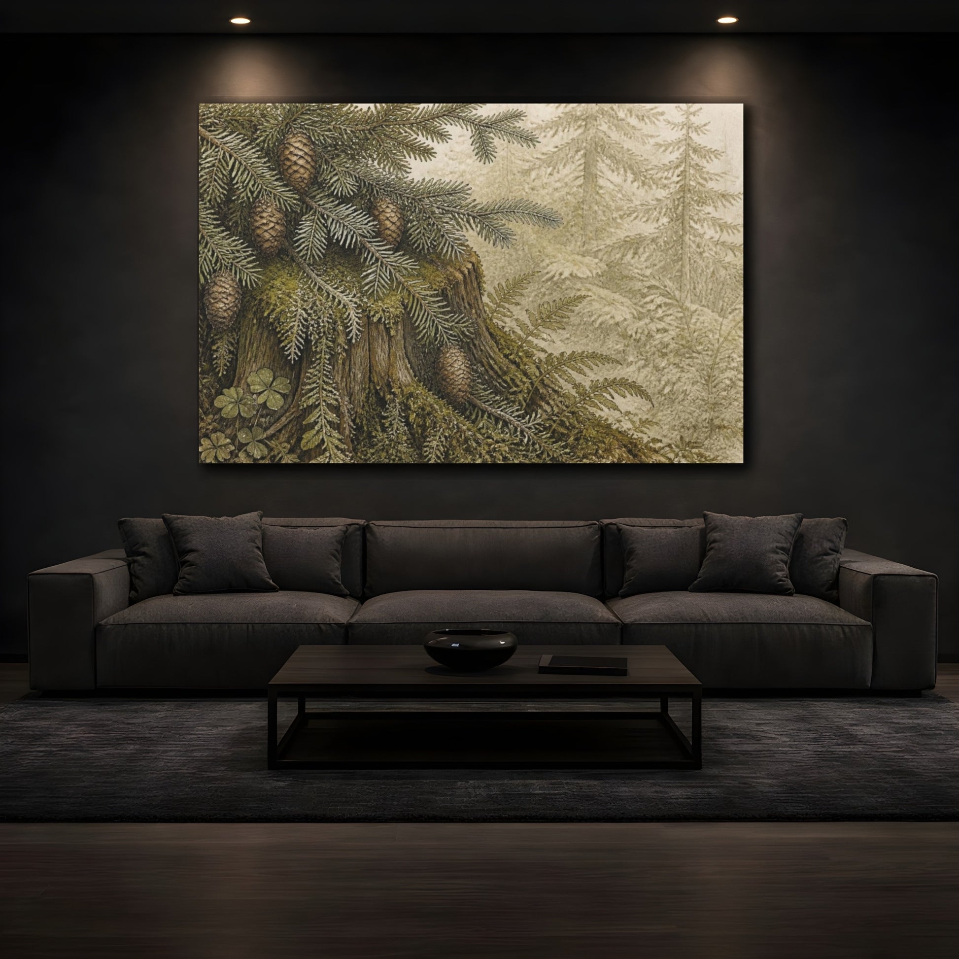 Mockup 3. Vintage Mossy Stump shown as canvas print