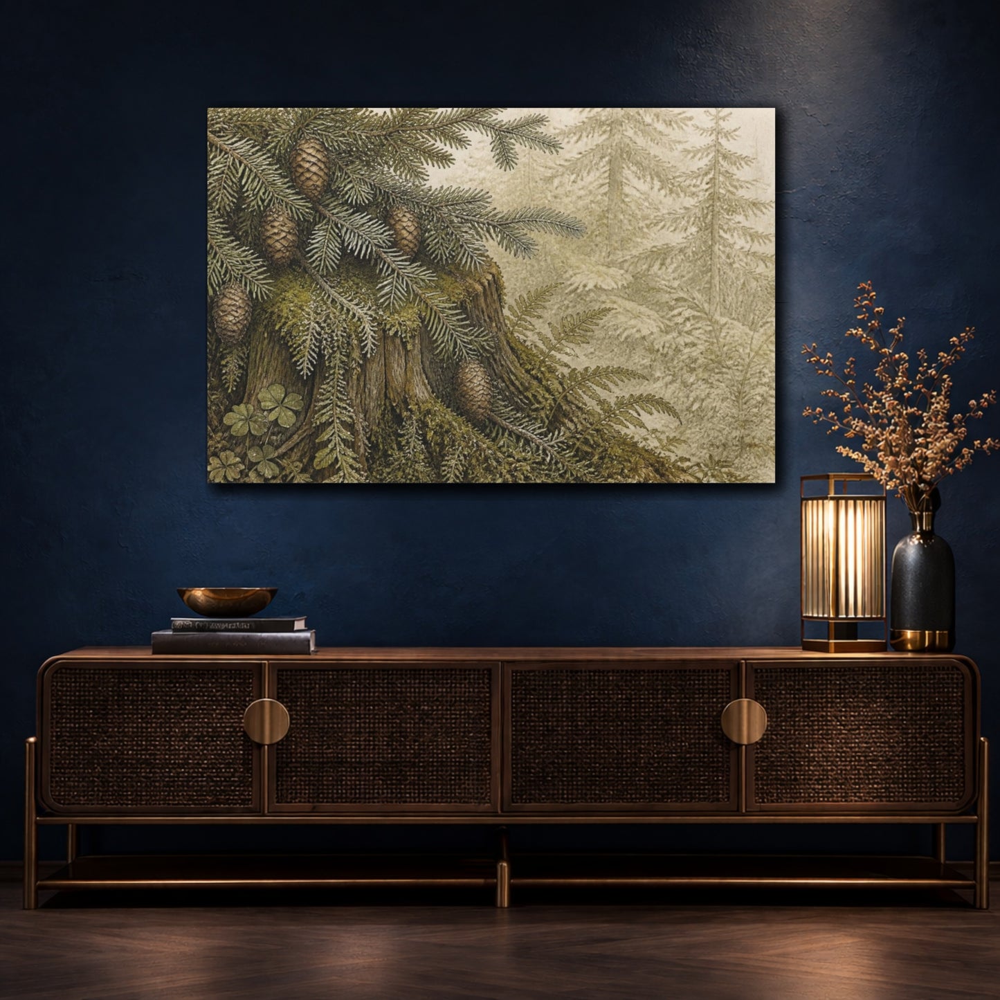 Mockup 4. Vintage Mossy Stump shown as canvas print