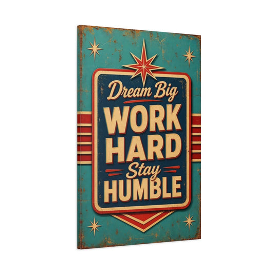Vintage Motivational Text Blue Red Retro Canvas Wall Art Print – Office Decor, Above Desk - YesArtYes