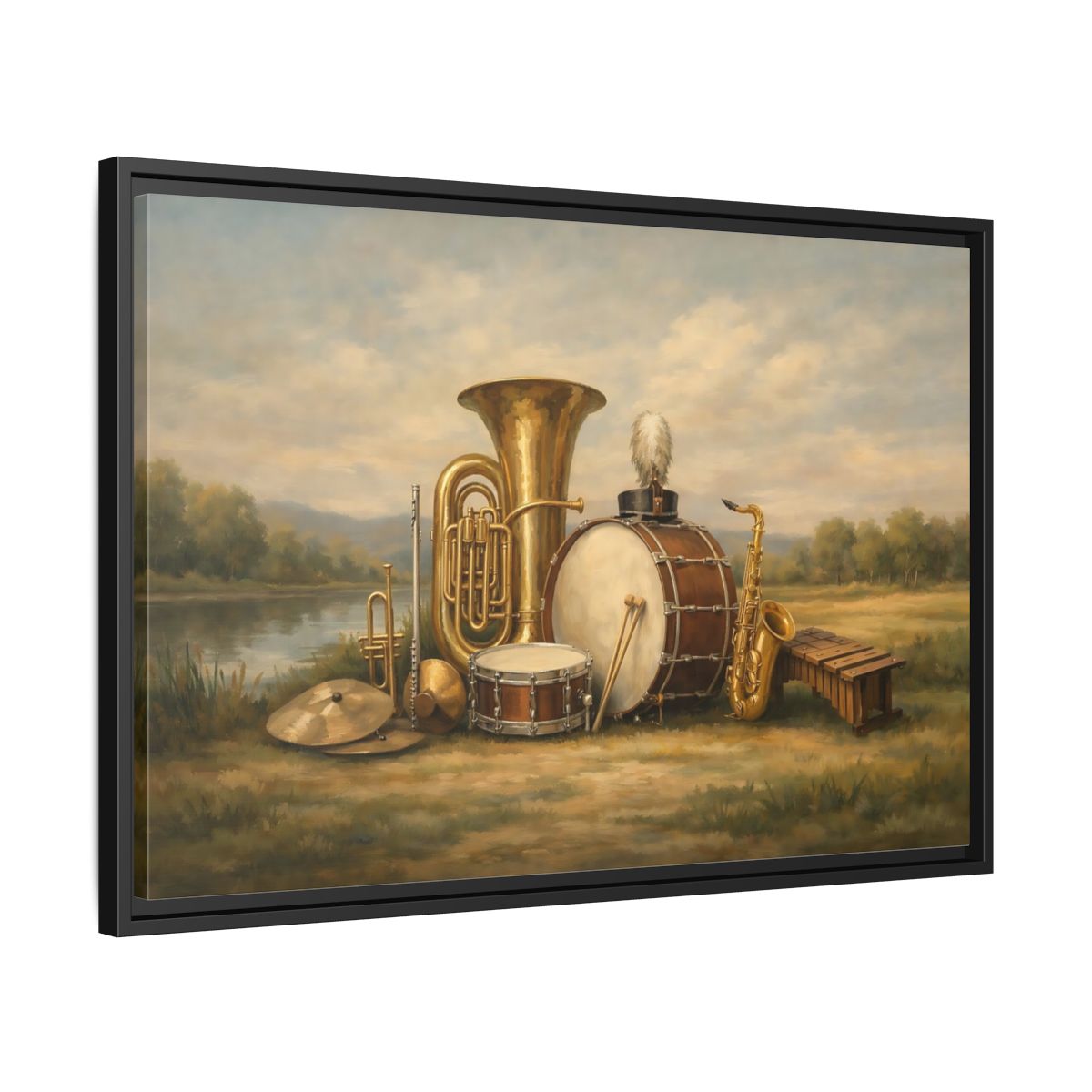 Side Mockup 14. Vintage Musical Instruments Vintage Music Instruments shown as stretched canvas wall art