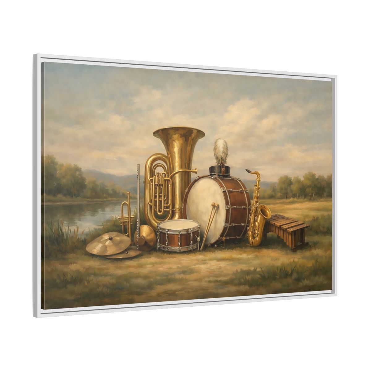 Side Mockup 7. Vintage Musical Instruments Vintage Music Instruments shown as stretched canvas wall art
