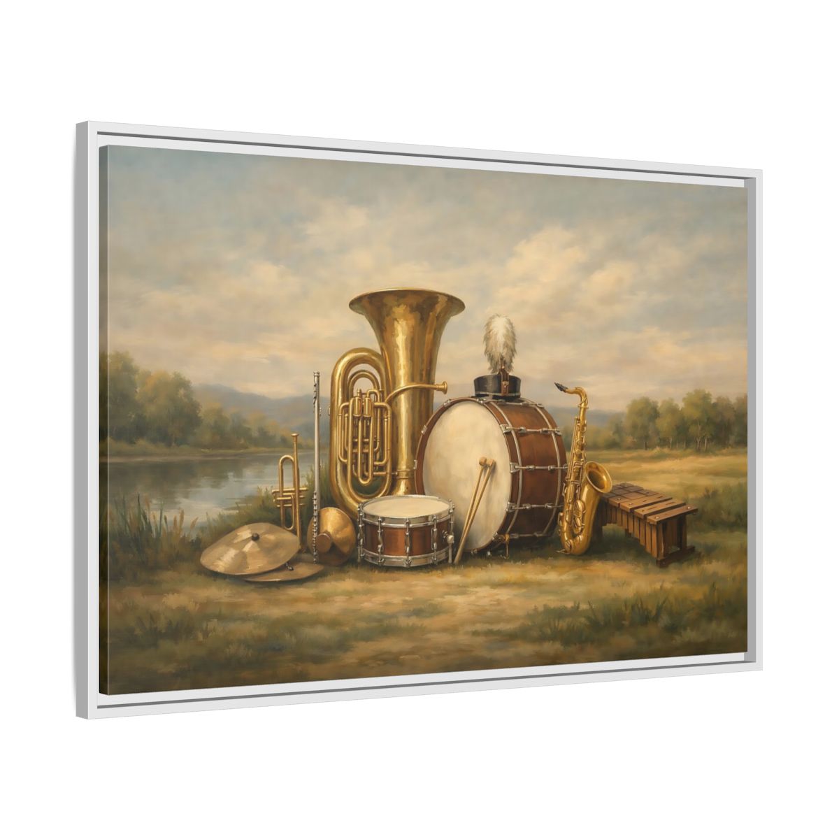 Side Mockup 8. Vintage Musical Instruments Vintage Music Instruments shown as stretched canvas wall art