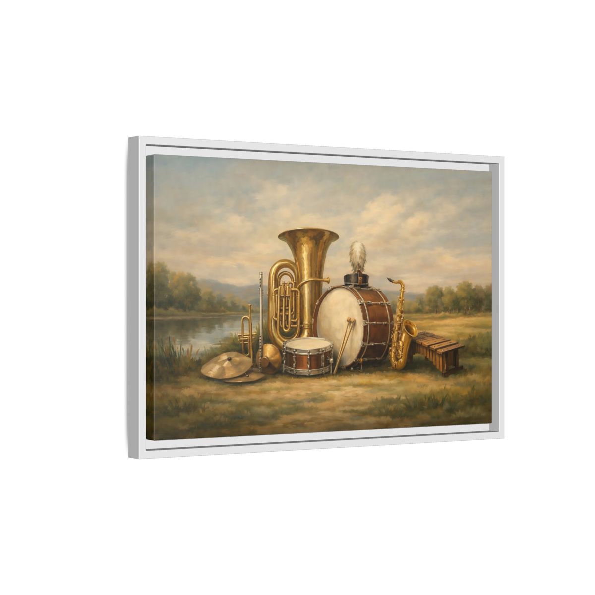 Side Mockup 1. Vintage Musical Instruments Vintage Music Instruments shown as stretched canvas wall art