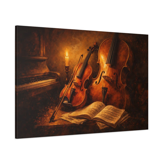 Vintage Musical Instruments Vintage Music shown as stretched canvas wall art