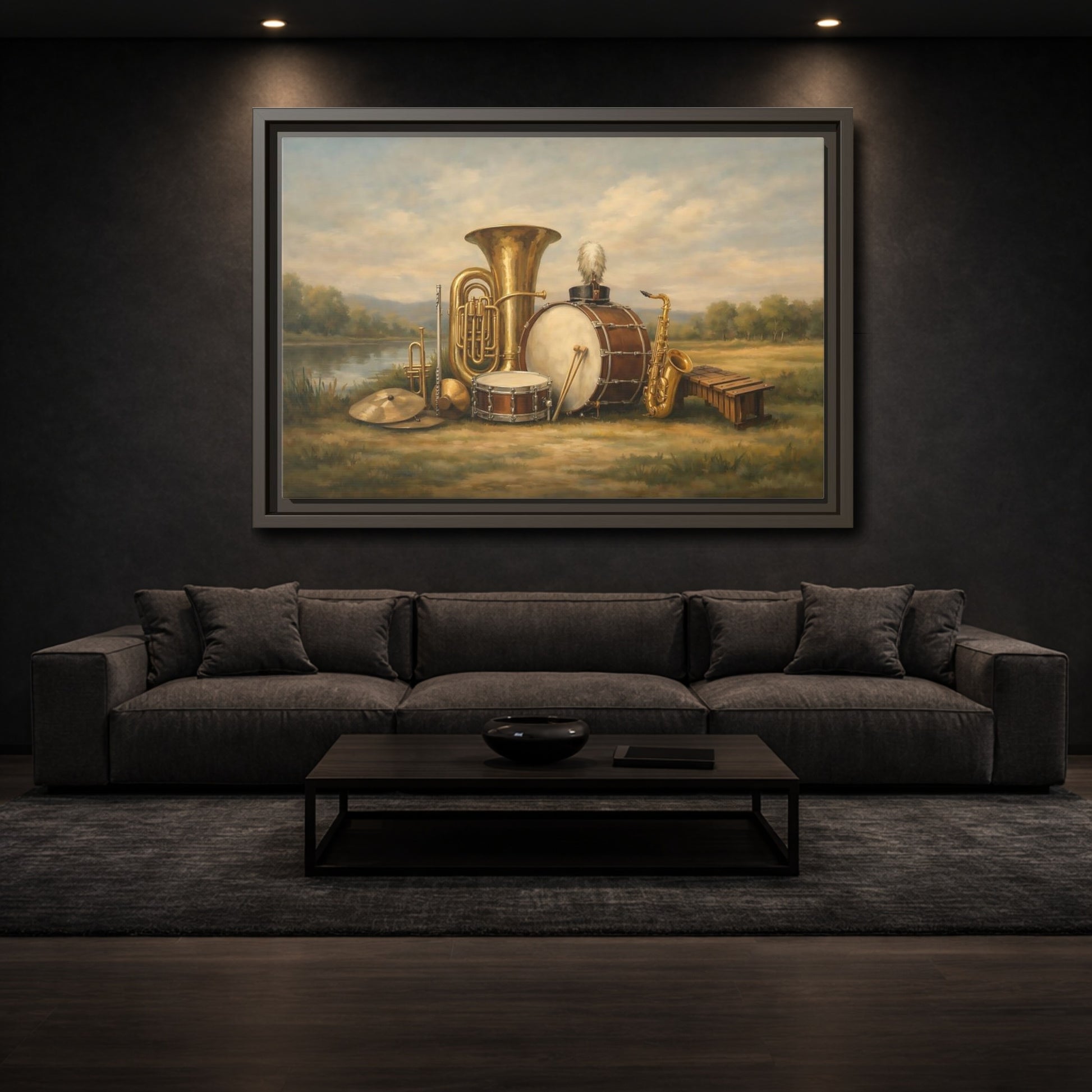 Mockup 2. Vintage Musical Instruments Vintage Music Instruments shown as stretched canvas wall art