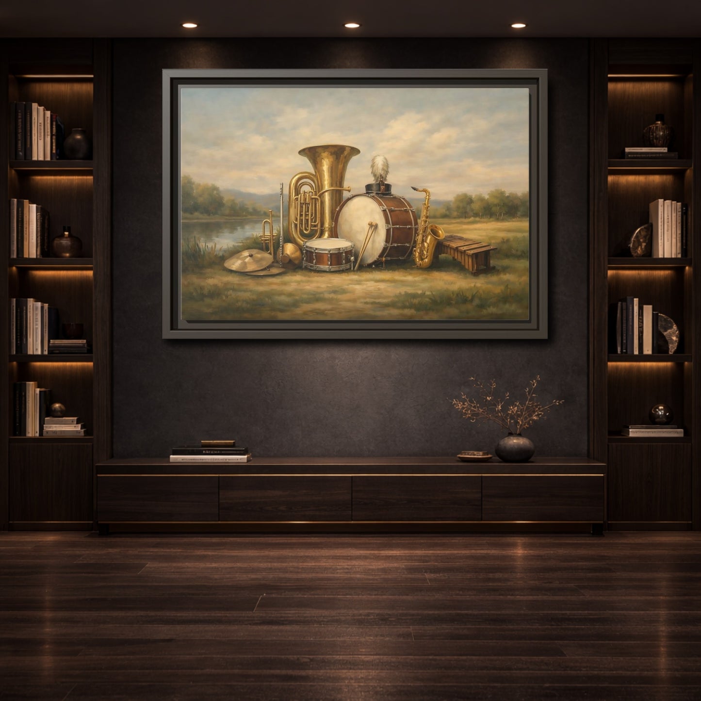 Mockup 3. Vintage Musical Instruments Vintage Music Instruments shown as stretched canvas wall art