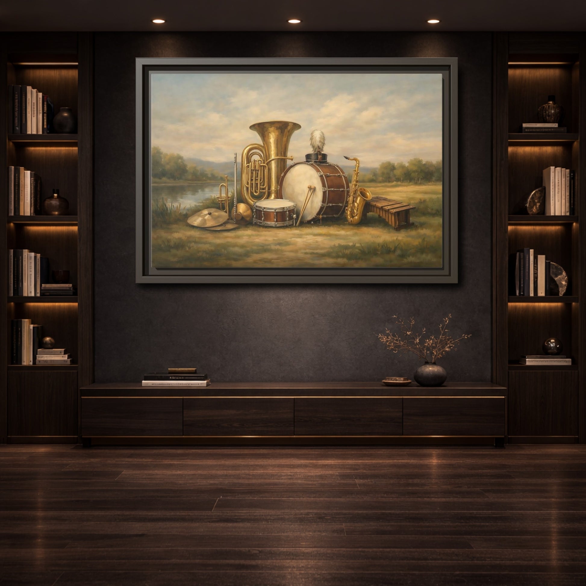 Mockup 3. Vintage Musical Instruments Vintage Music Instruments shown as stretched canvas wall art