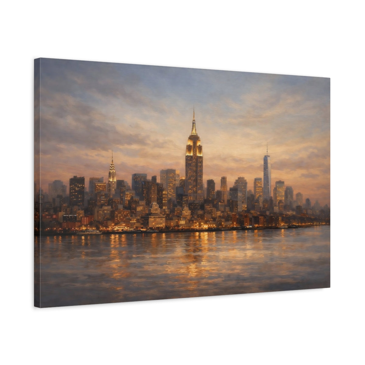 Side Mockup 2. Vintage New York City New York City shown as stretched canvas wall art