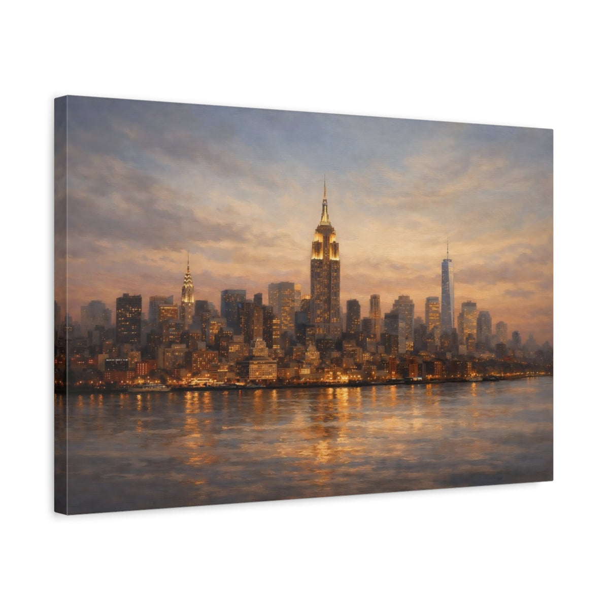 Side Mockup 3. Vintage New York City New York City shown as stretched canvas wall art