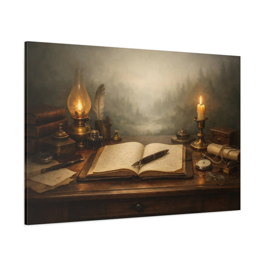 Vintage Old Book Brown And Gold - Canvas Wall Art Print - YesArtYes