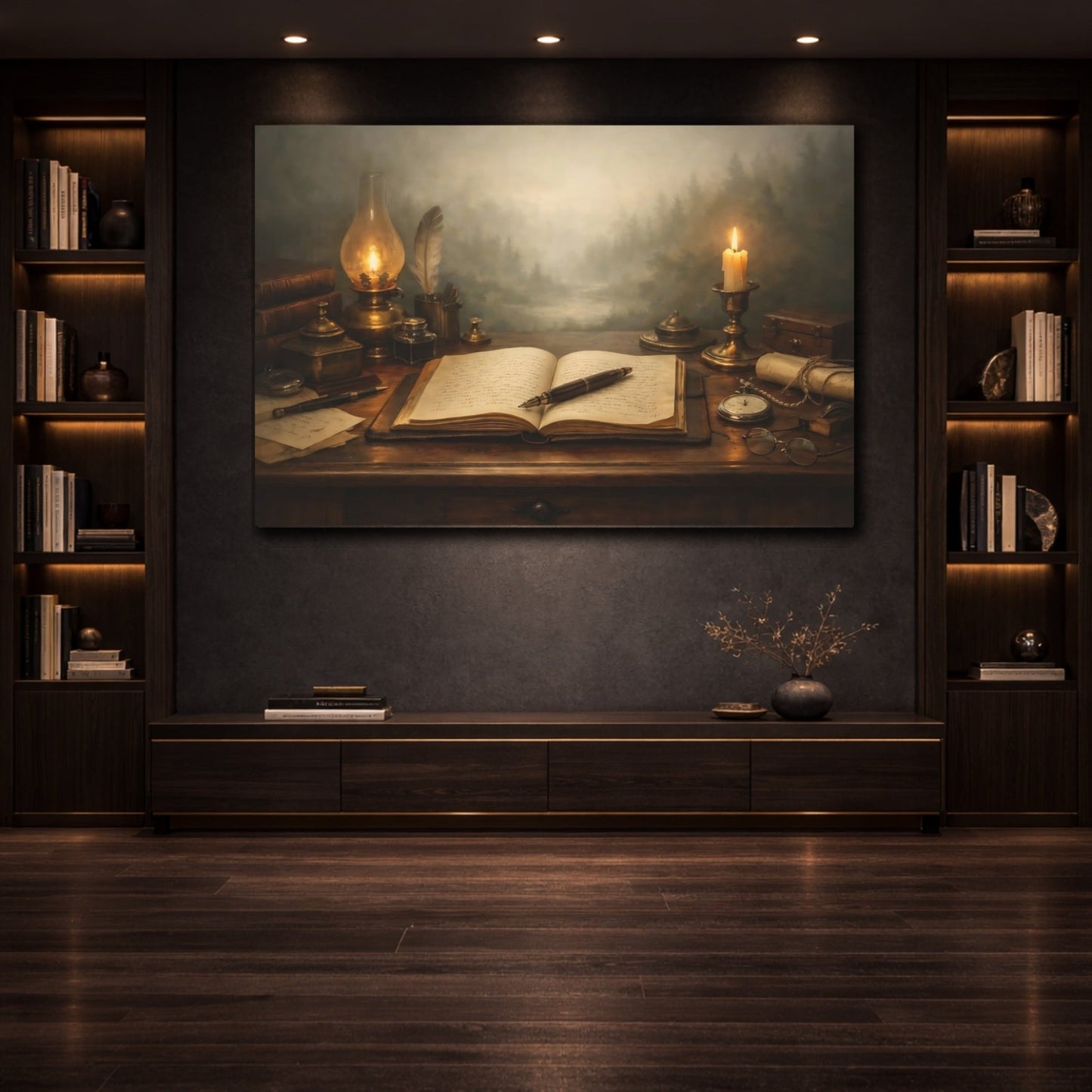 Vintage Old Book Brown And Gold - Canvas Wall Art Print - YesArtYes
