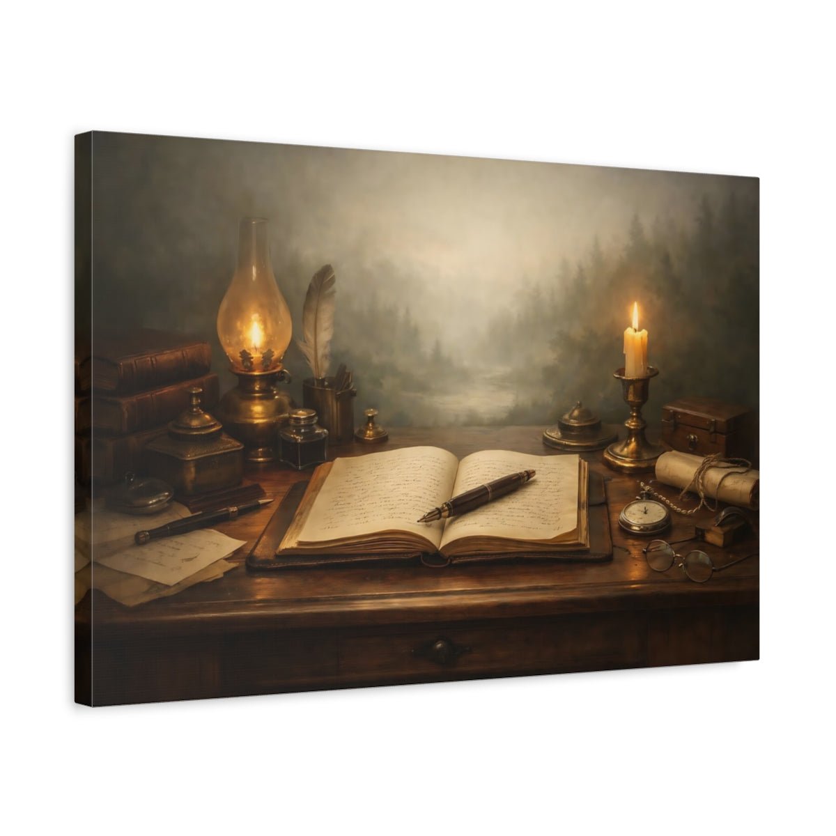 Vintage Old Book Brown And Gold - Canvas Wall Art Print - YesArtYes