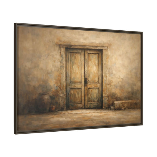 Main Mockup. Vintage Old Door Rustic Doorway shown as stretched canvas wall art