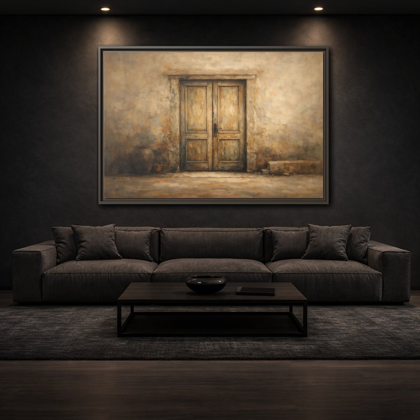 Mockup 2. Vintage Old Door Rustic Doorway shown as stretched canvas wall art