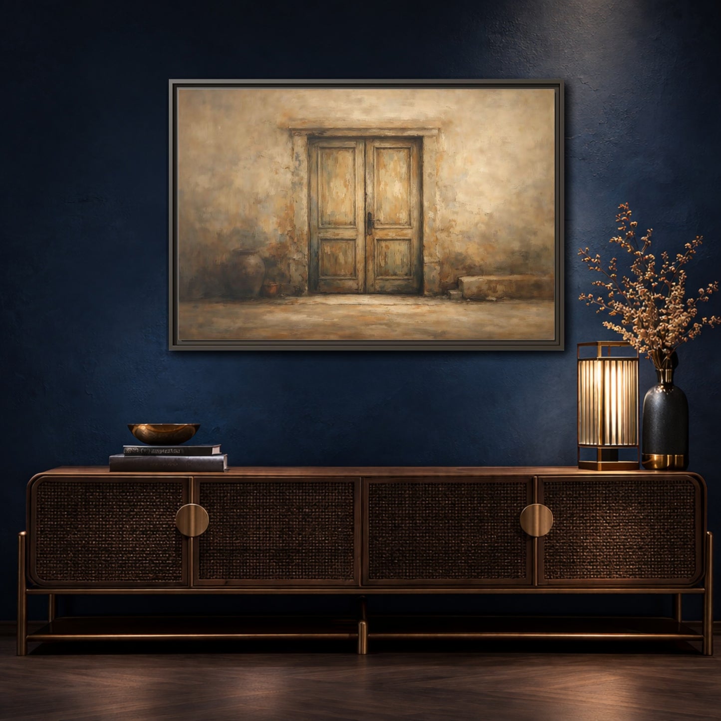 Mockup 4. Vintage Old Door Rustic Doorway shown as stretched canvas wall art
