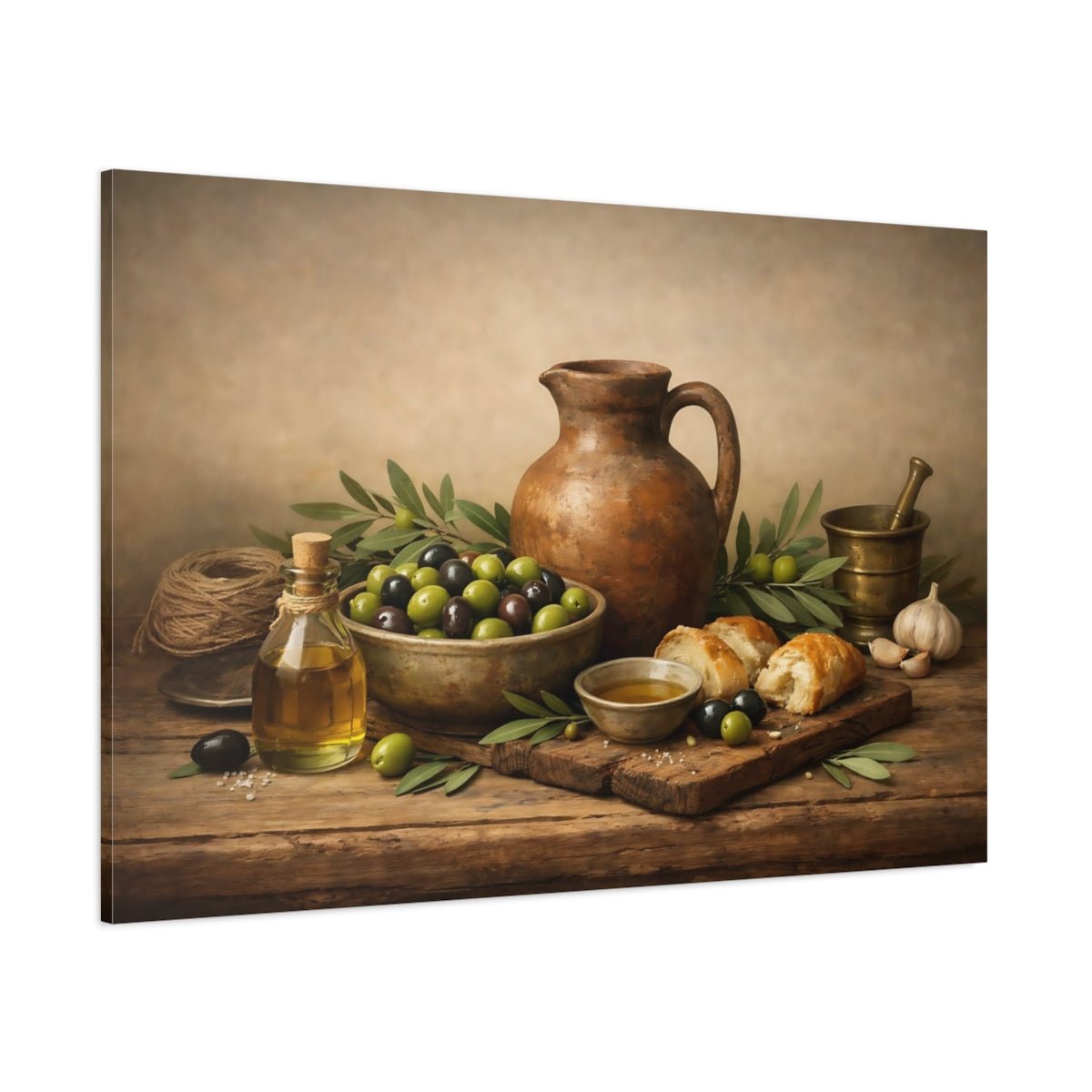 Vintage Olives Olive Still Life - Canvas Wall Art Print - YesArtYes