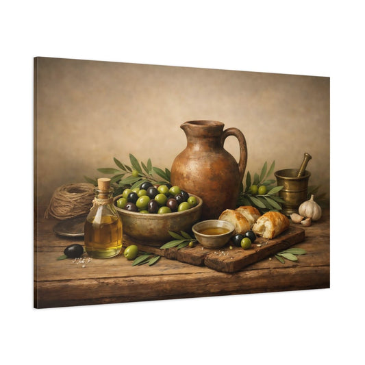 Vintage Olives Olive Still Life - Canvas Wall Art Print - YesArtYes