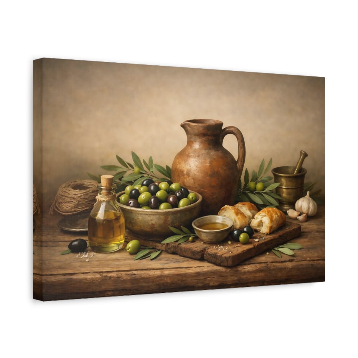 Vintage Olives Olive Still Life - Canvas Wall Art Print - YesArtYes