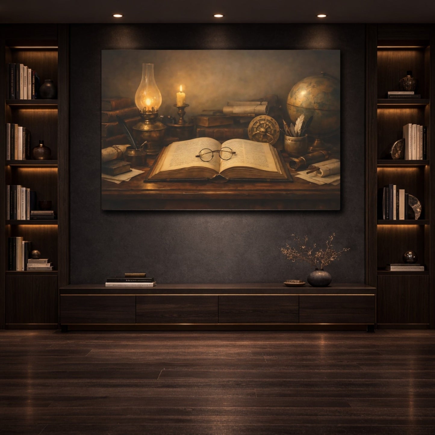 Vintage Open Book Brown - Canvas Wall Art Print - YesArtYes
